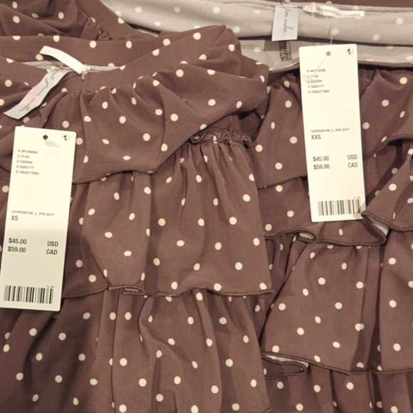 Urban Outfitters Out From Under Cammy Ruffle Trim Brown Polka Dot Micro Skort - Picture 4 of 5